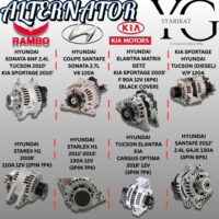 ALTERNATOR - HYUNDAI SONATA 6NF 2.4L TUCSON 2010' KIA SPORTAGE 2010' / COUPE SANTAFE SONATA 2.7L V6 / ELANTRA MATRIX GETZ SPORTAGE 2005' / TUCSON SPORTAGE [DIESEL] / STAREX H1 2008' / STAREX H1 2011'-2015' / CARGUS OPTIMA 2018' TUCSON ELANTRA / SANTAFE 2.4L 2012' G4JK