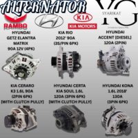 ALTERNATOR - HYUNDAI GETZ ELANTRA MATRIX / KIA RIO 2012' / ACCENT [DIESEL] / CERATO K3 1.6L 6PK / CERTA SOUL 1.6L / KONA 1.6L 2018'