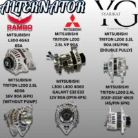 ALTERNATOR - MITSUBISHI L300 4G63 / TRITION L200 2.5L / TRITON L200 3.2L [DOUBLE PULLY] / TRITON L200 2.5L 4D56 [WITHOUT PUMP] / L300 L400 4G63 GALANT E32 E33 / TRITON L200 2.4L 2015'-2018' 4N15